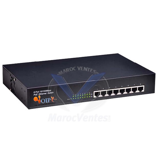 8 ports 10/100Mbps Fast Ethernet Unmanaged Switch PoE avec Adaptateur D