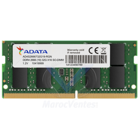 Barrette Mémoire Laptop DDR4-2666 SO-DIMM 8GB Bulk AD4S26668G19-SGN