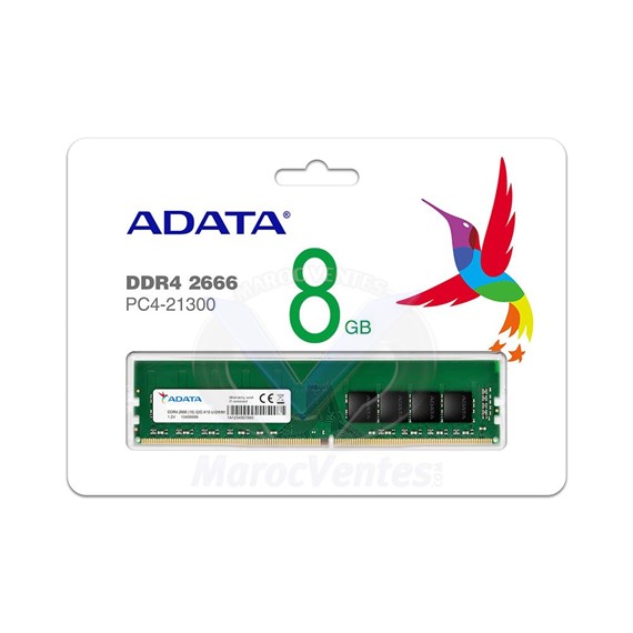 ADATA Barrette mémoire Desk DDR4-2666 U-DIMM 8GB AD4U26668G19-RGN