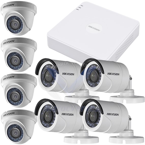 Kit 1.0 Mégapixels système de 8 caméras 4 extérieurs/intérieurs  avec DVR HIK PACK 8 Camera DVR
