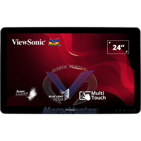 MONITEUR PC TACTILE 24" POUCES HDMI, DisplayPort et VGA Résistance D’écran 7H TD2430