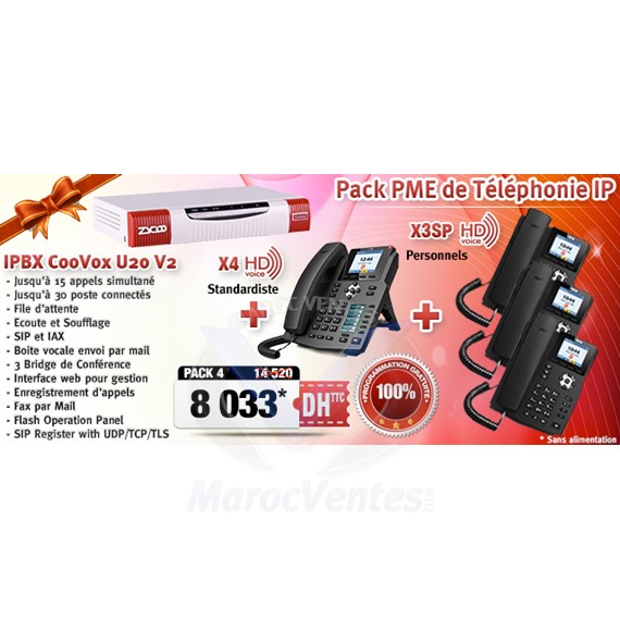 IPBX Asterisk a 2 Lignes avec 4 Postes IP