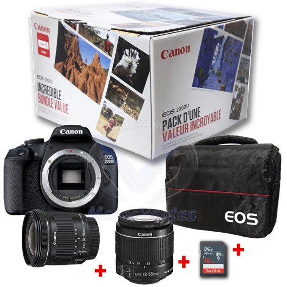 EOS 2000D + Objectif 18-55mm IS + EF-S 10-18mm IS STM + sacoche EOS 2728C061AA