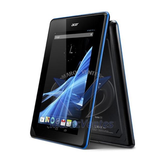 TABLETTE Acer Iconia B1 - 7"     MTK 8317/T, 1.2 GHz dual-core     Android 4,1 Jelly Bean     7” WSVGA LCM, 1024 x 600     RAM: DDR3 512 MB / eMMC: 16 GB      microSD Up to 32 GB Micro USB      Camera: HD webcam / Bluetooth V4 - WIFI 471219662799