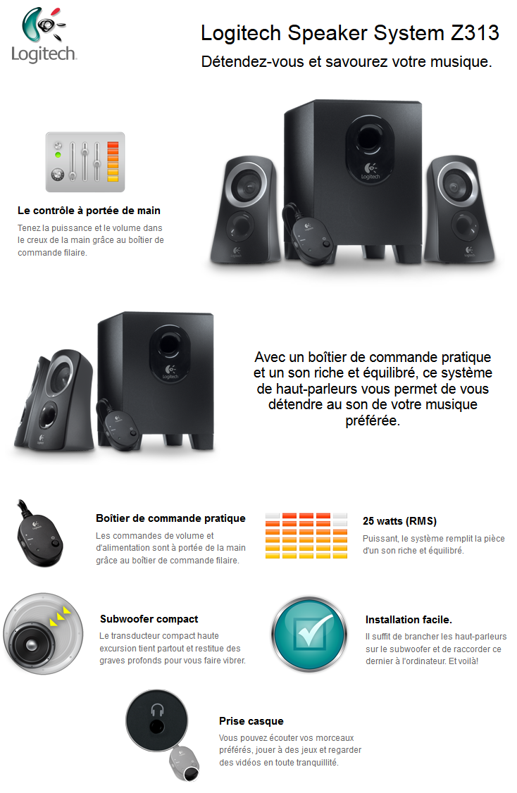 Acheter Logitech Speaker System Z313 maroc