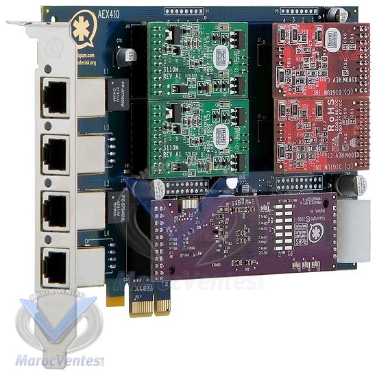 Carte analogique modulaire à 4 ports FXO/FXS ,PCI ou PCI-Express avec option Anti-Echo AEX410