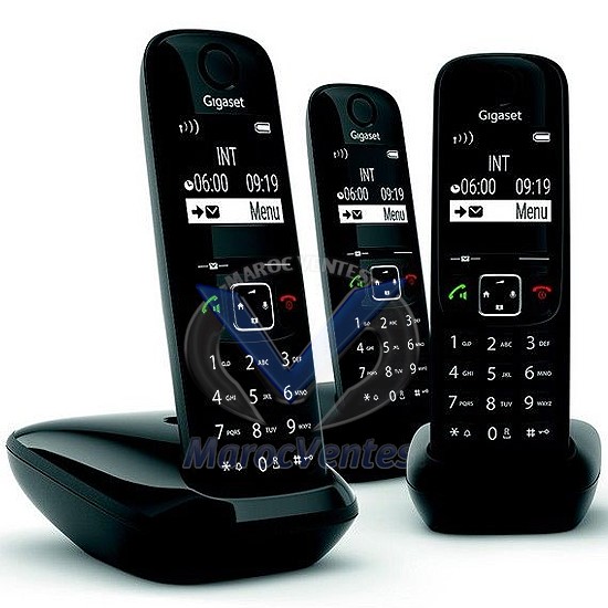 Téléphone Fixe sans Fil 3 Combinés Noir AS690 Trio