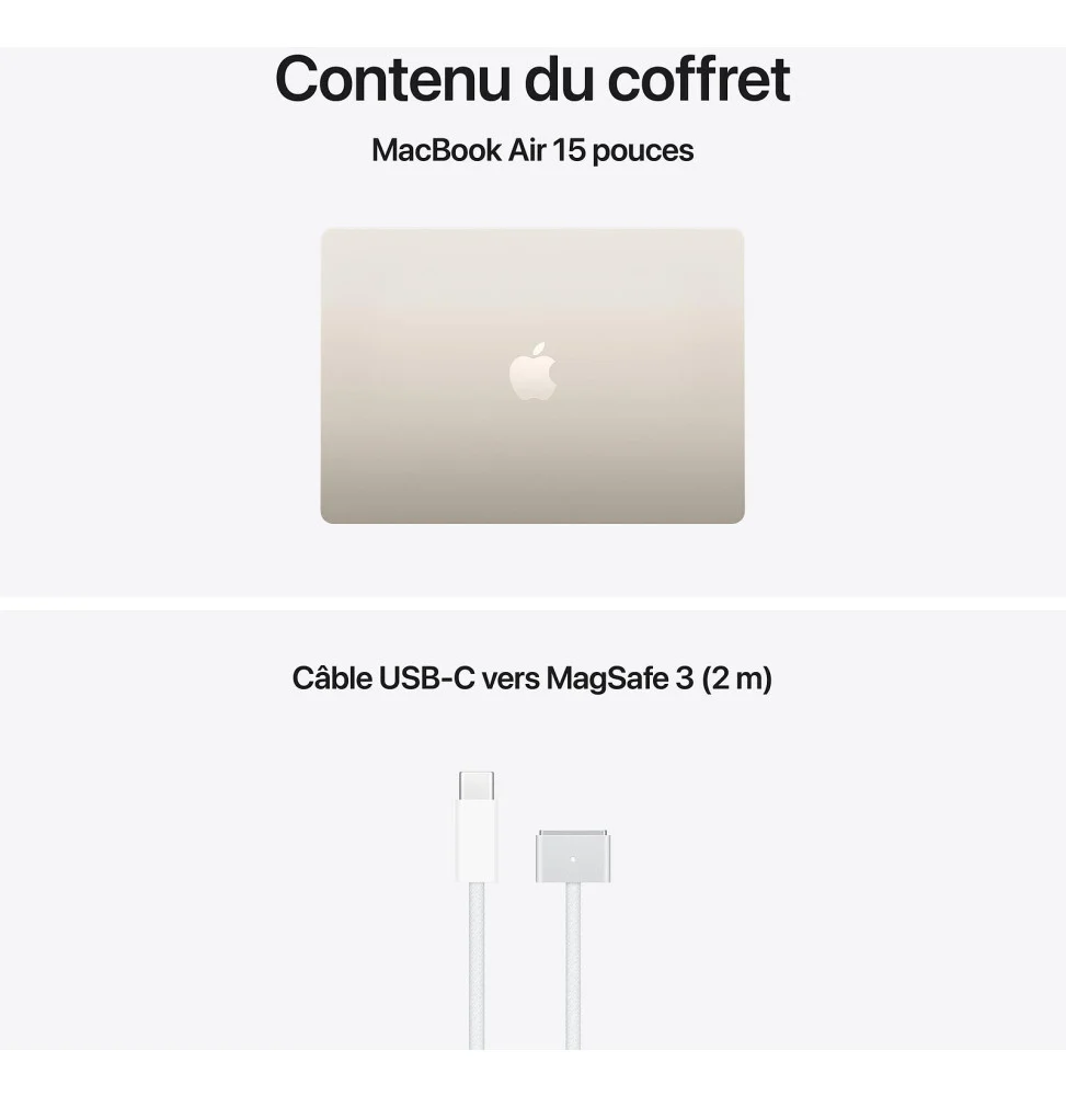 Apple MacBook Air 15 pouces M5 16 Go 1 To Lumière Stellaire (MDVE4FN/A) MDVE4FN/A