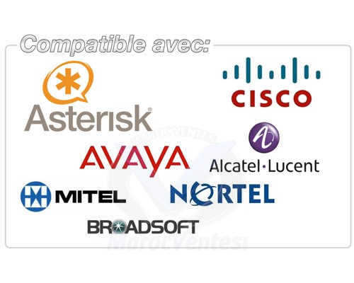 Compatible avec Cisco call Manager, Avaya Office 500, Mitel, Alcatel, Nortel
