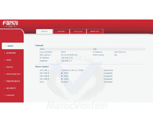 Interface du telephone