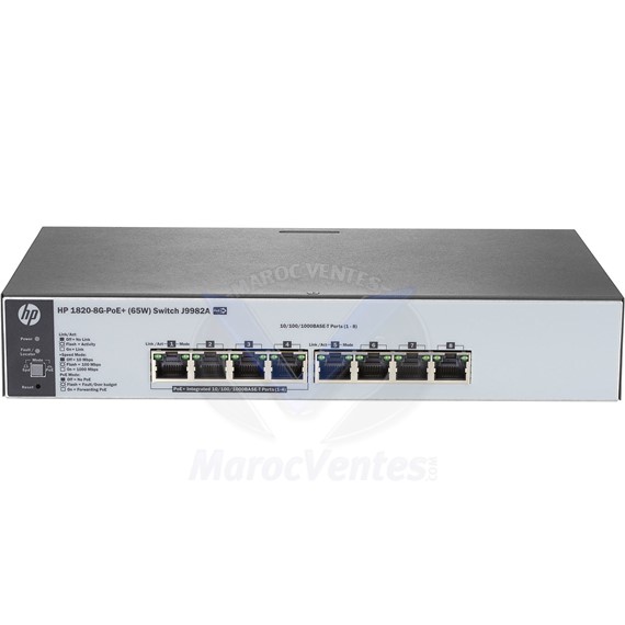 Switch 1820 8 Ports  x 10/100/1000BASE-T PoE+ 65W J9982A