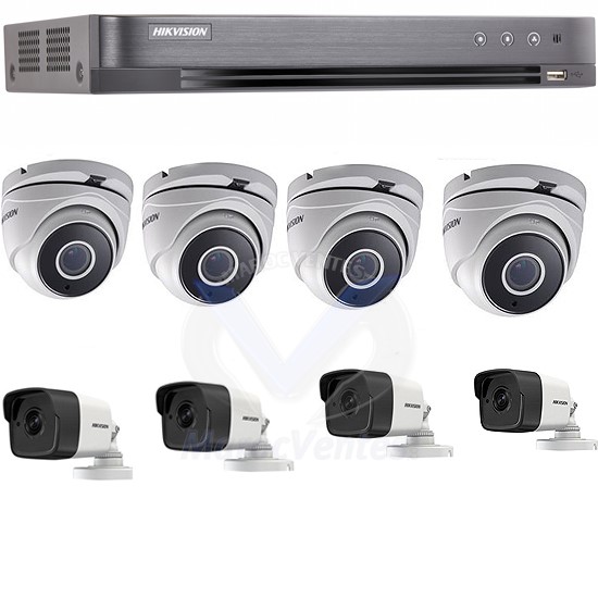 1 DVR Turbo + 4 Caméras Dôme Turbo HD + 4 Caméras 3MP Bullet Pack-8-HD
