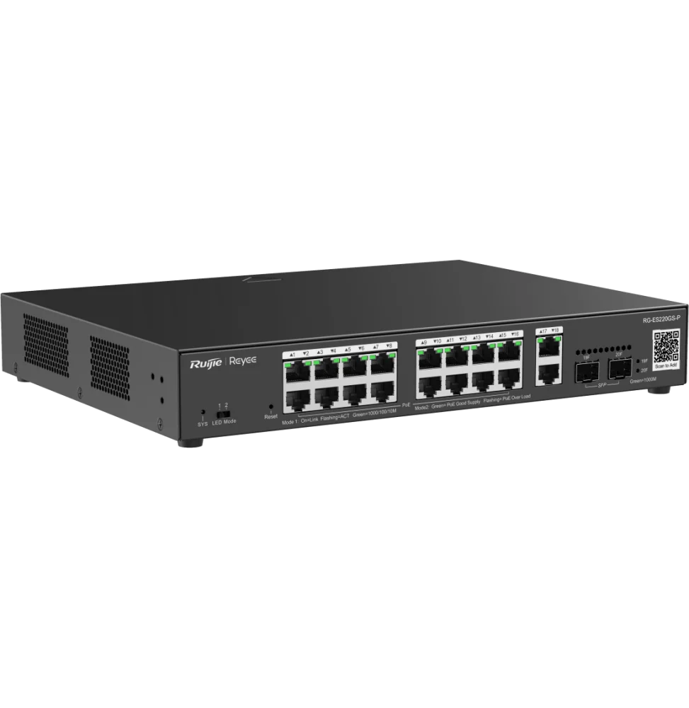 Reyee Switch 20 Ports Gb 16 PoE 2RJ45 2SFP 250W RG-ES220GS-P