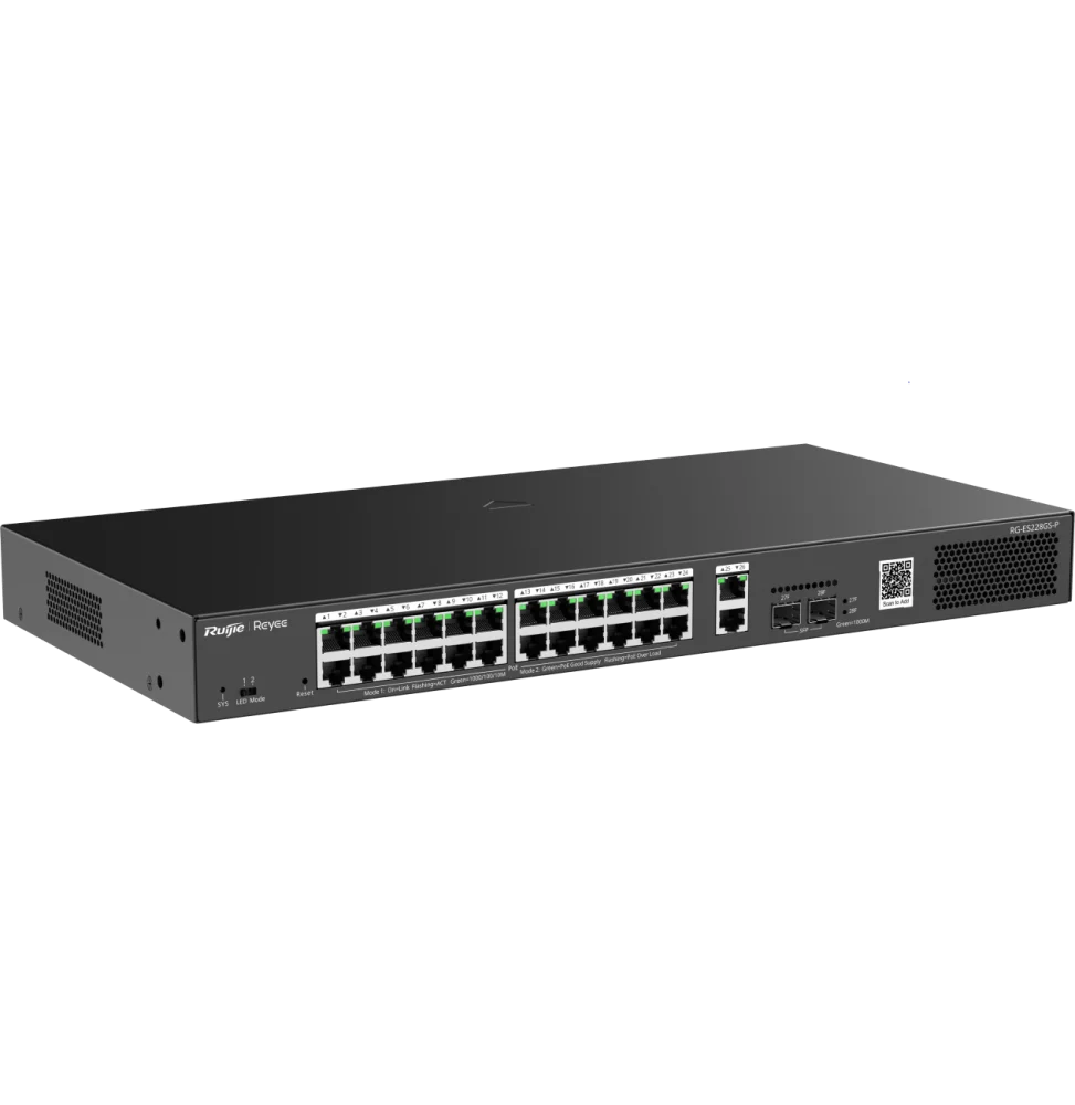 Reyee Switch 28 Ports Gb 24 PoE 2RJ45 2SFP 370W RG-ES228GS-P