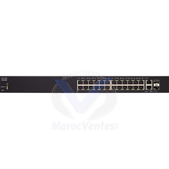 Switch manageable 24 ports 10/100 + 2 ports combinés Gigabit Ethernet / SFP SF250-24-K9-EU