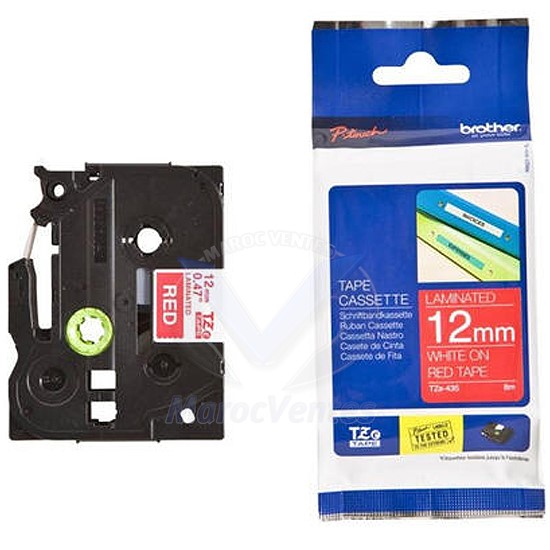Cassette à Ruban pour Etiqueteuse Blanc/Rouge 12 mm de Large TZe-435
