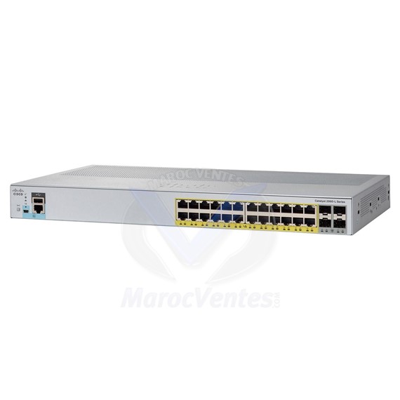 Switch manageable PoE+ 24 ports 10/100/1000 Mbps + 4 ports SFP WS-C2960L-24PS-LL