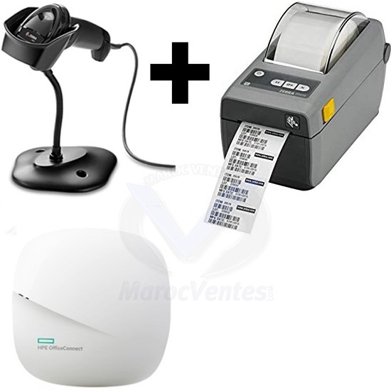 Lecteur Codes Barres Portable + Imprimante Etiquette + Points D